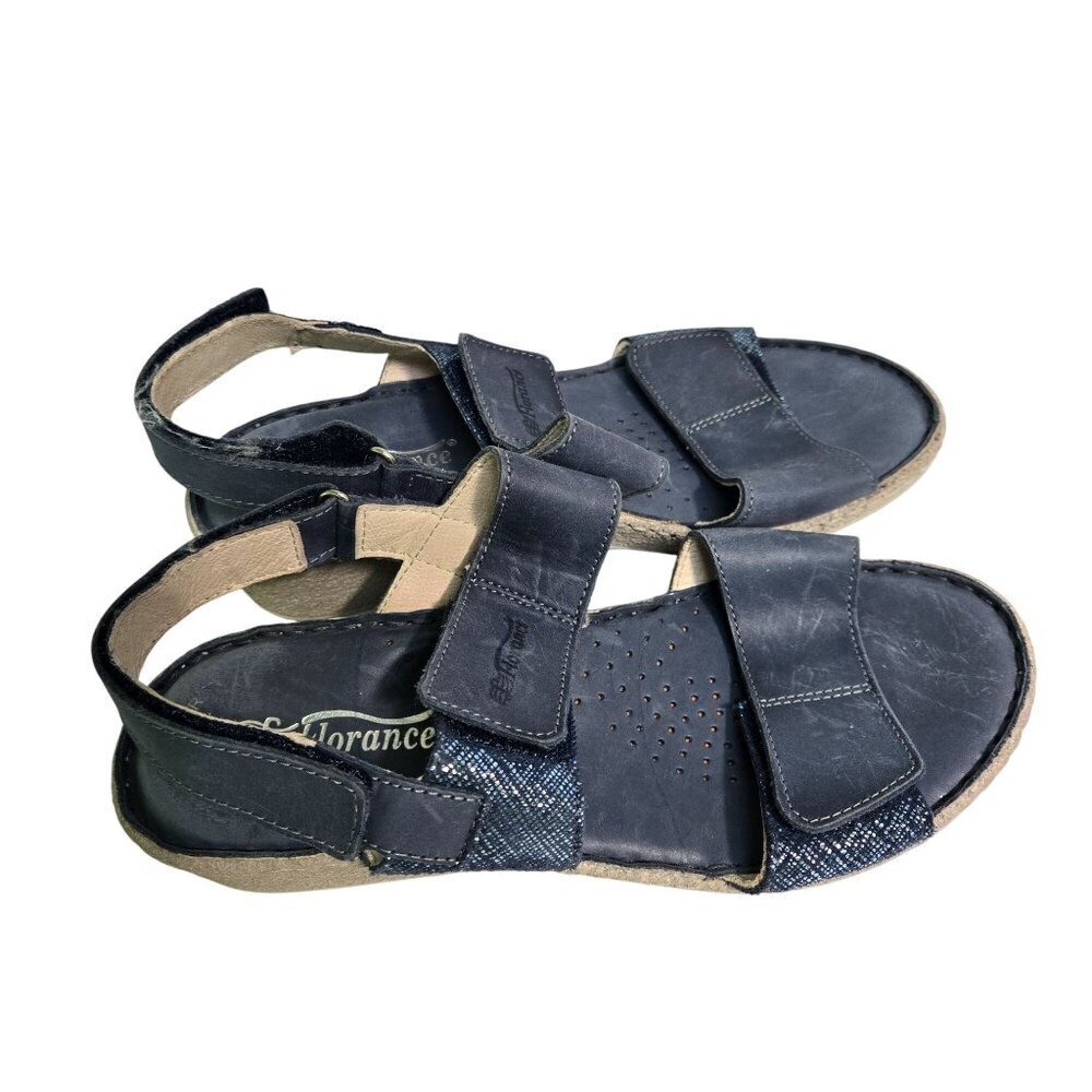 Florance Made In Italy Blue Leather Glitter Detail Strappy Sandals Size 6